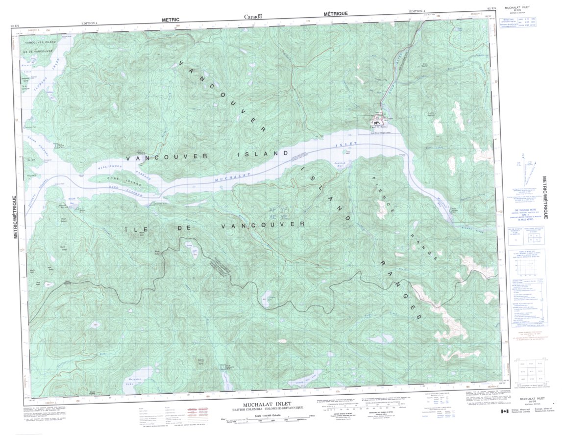 Muchalat Inlet, BC (092E09 CanMatrix) Map by Natural Resources Canada ...