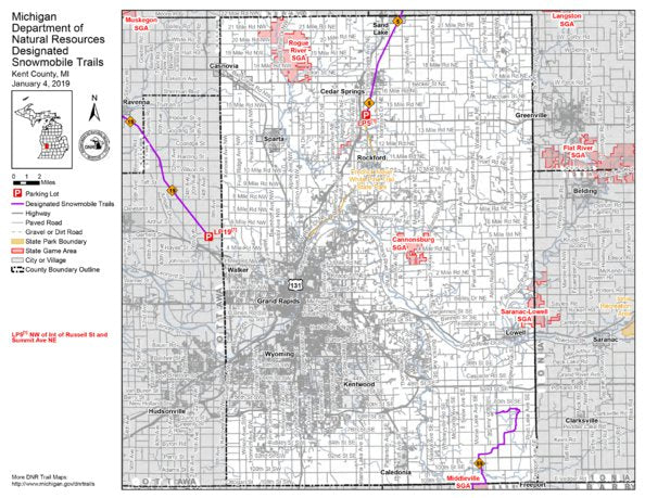 Kent County Snowmobile Trails Map by MI DNR | Avenza Maps