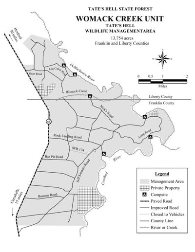 Tate's Hell - Womack Creek Unit WMA Brochure Map