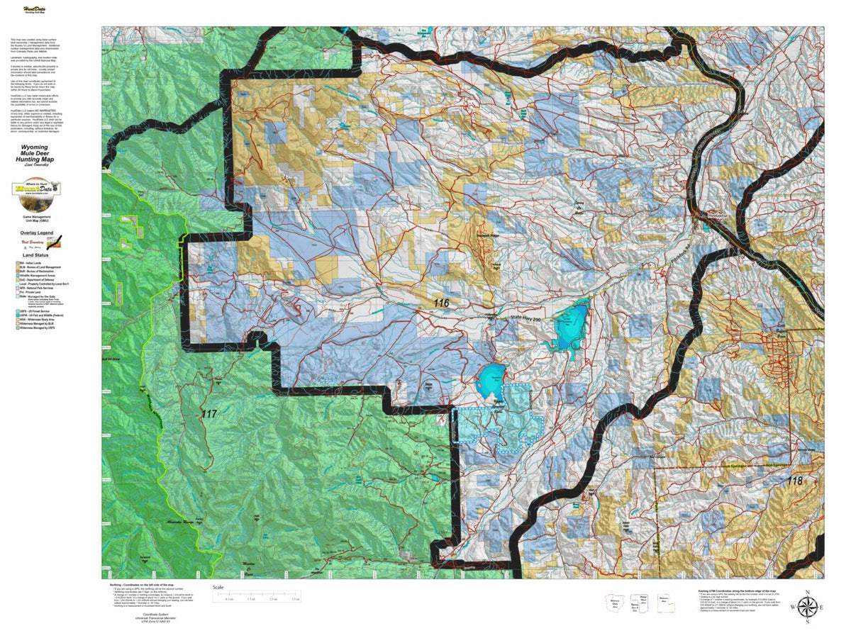 HuntData Wyoming Land Ownership Map for Mule Deer Unit 116 by HuntData ...