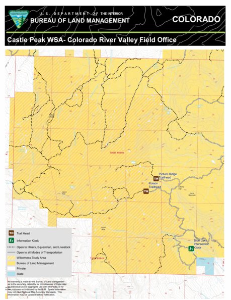 Castle Peak WSA Map by Bureau of Land Management - Colorado | Avenza Maps