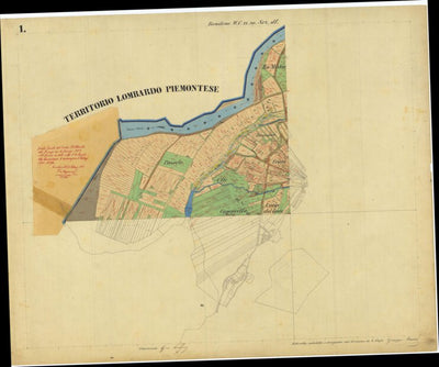 BONDONE Mappa originale d'impianto del Catasto austro-ungarico. Scala 1:2880