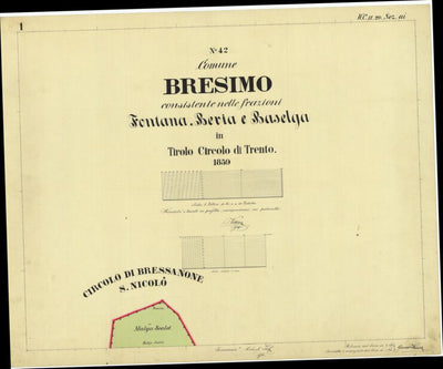 BRESIMO Mappa originale d'impianto del Catasto austro-ungarico. Scala 1:2880