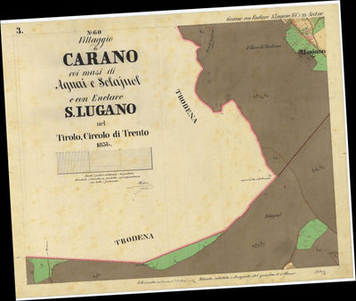 CARANO Mappa originale d'impianto del Catasto austro-ungarico. Scala 1:2880