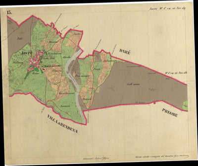 JAVRÈ Mappa originale d'impianto del Catasto austro-ungarico. Scala 1:2880