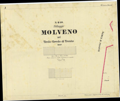 MOLVENO Mappa originale d'impianto del Catasto austro-ungarico. Scala 1:2880