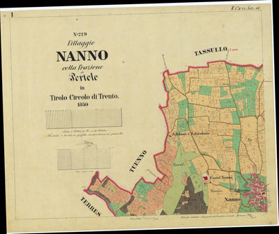 NANNO Mappa originale d'impianto del Catasto austro-ungarico. Scala 1:2880