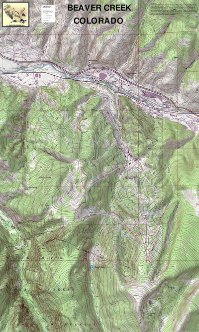 2020 Beaver Creek Ski Area Trails on Topographic Map