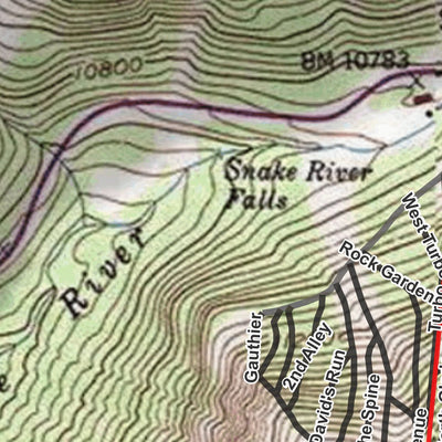 2020 A Basin Ski Area Trails on Topographic Map