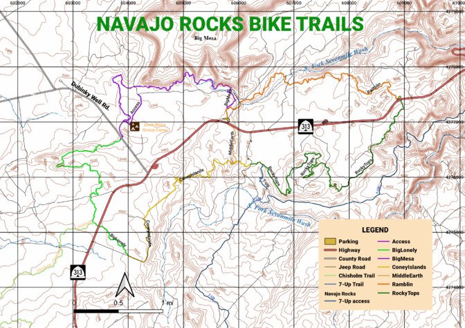 Navajo Rocks Mountain Biking Map by Freethey s non existent