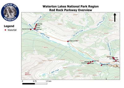 Waterton Lakes National Park Region - Red Rock Parkway Overview Map