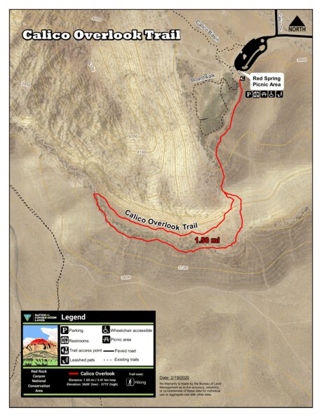 Calico Overlook Trail Map by Red Rock Canyon National Conservation Area ...