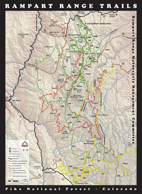 Rampart Range Trails Map - Front