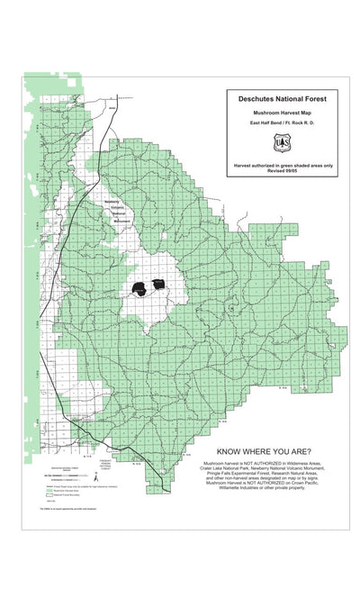 Deschutes NF - Bend Ft Rock RD East - Mushroom Map