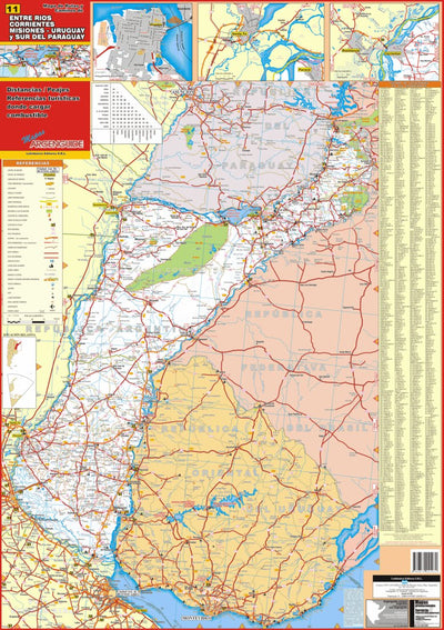 Mapa de Rutas y Caminos de Entre Ríos, Corrientes, Misiones, Uruguay y Sur del Paraguay Preview 1