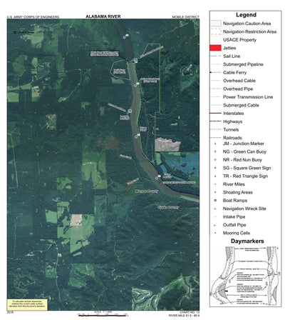 Alabama River Navigation Chart 13 (Mile 81.0 - 85.4)