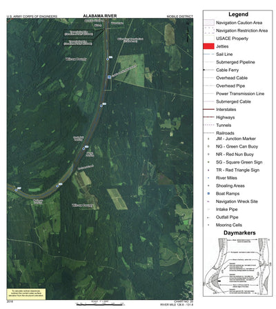 Alabama River Navigation Chart 20 (Mile 126.8 - 131.8)