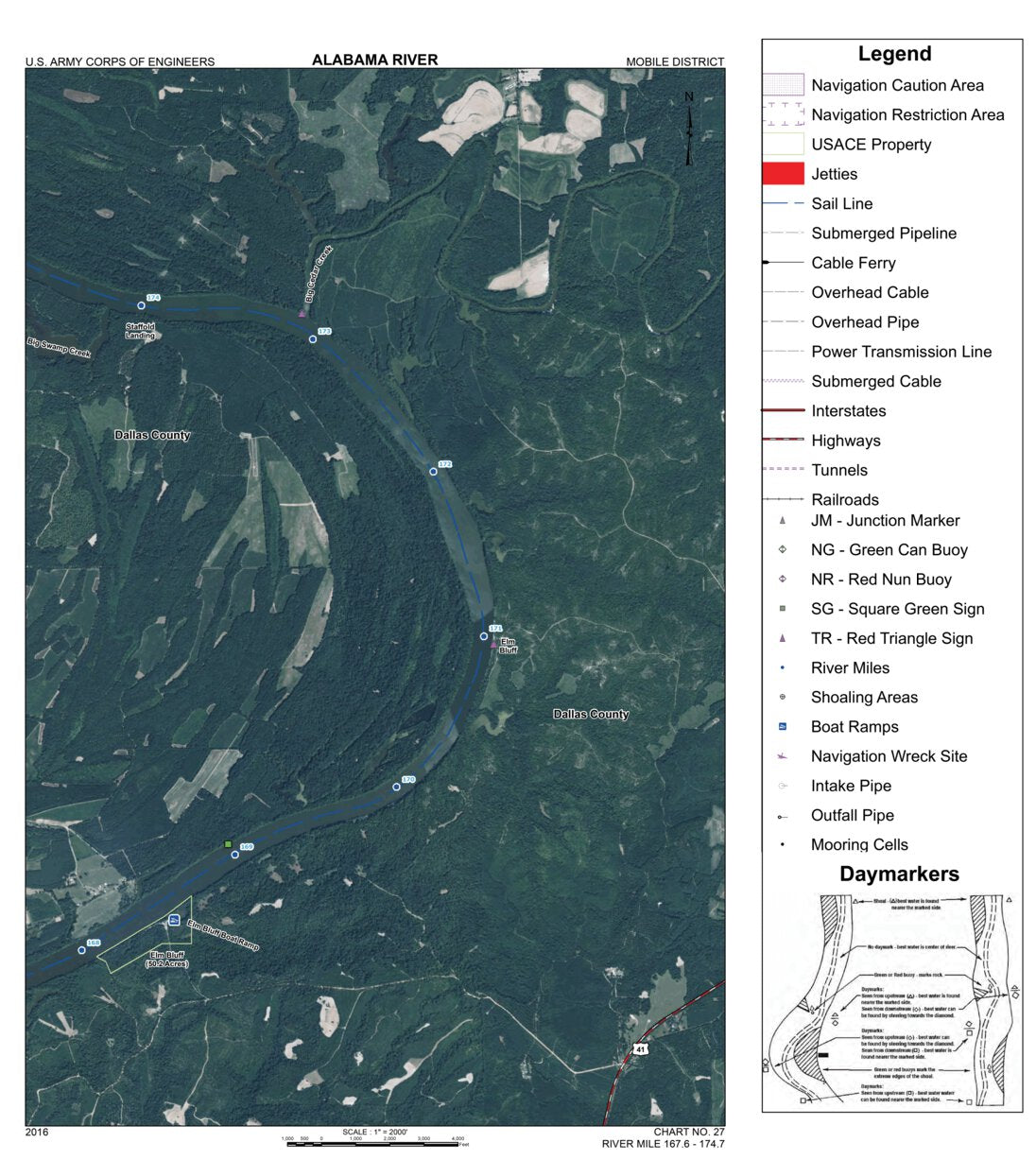 Alabama River Navigation Chart 27 (Mile 167.6 - 174.7) Map by US Army ...