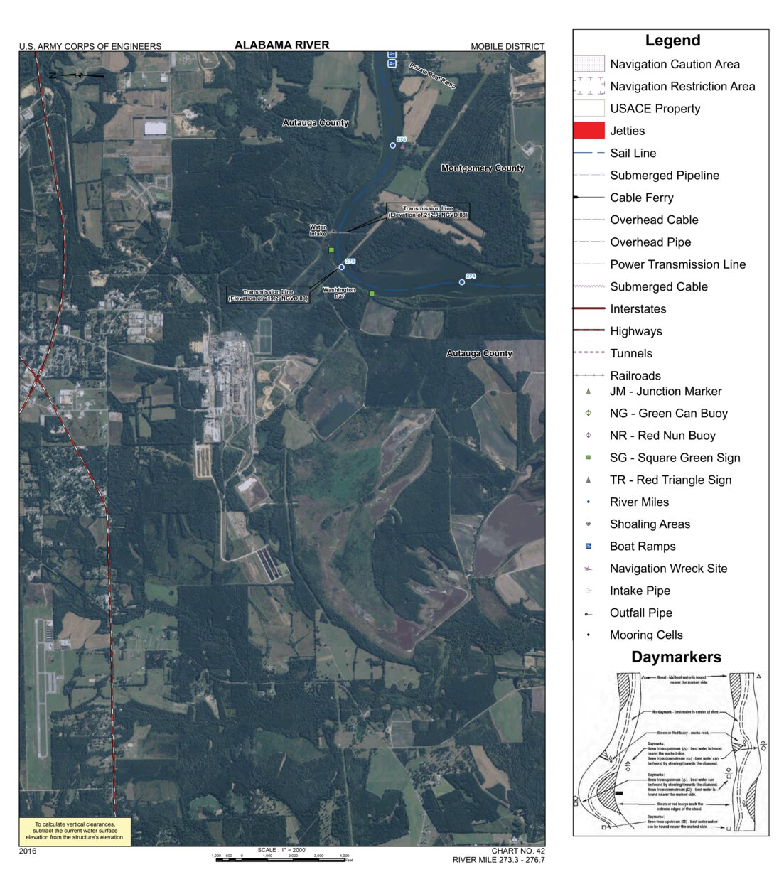 Alabama River Navigation Chart 42 (Mile 273.3 - 276.7) Map by US Army ...