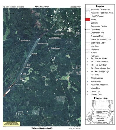 Alabama River Navigation Chart 8 (Mile 52.7 - 58.3)