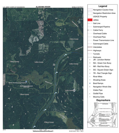 Alabama River Navigation Chart 25 (Mile 155.9 - 160.9)