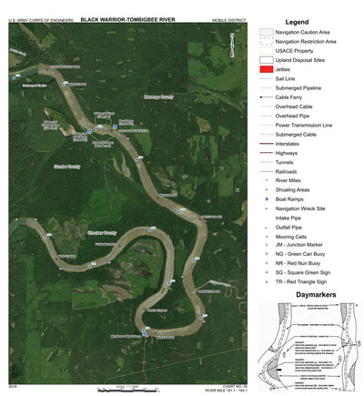 Black Warrior-Tombigbee River Navigation Chart 25 (Mile 181.1 - 193.1)