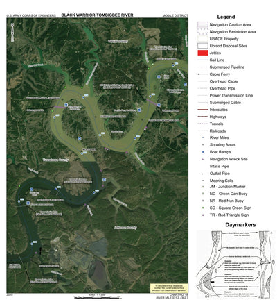 Black Warrior-Tombigbee River Navigation Chart 48 (Mile 371.2 - 382.3)