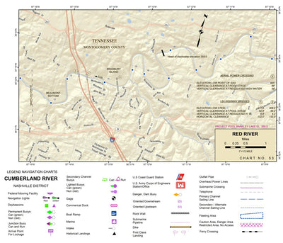 Cumberland River Chart 53 - Red River, Bradbury Island