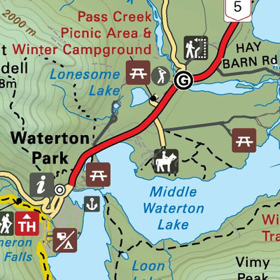 Waterton Lakes National Park - Alberta Park Map