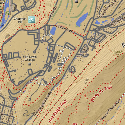 Durango East, Colorado 7.5 Minute Topographic Map - Color Hillshade