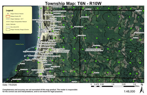 Seaside T6N R10W Township Map