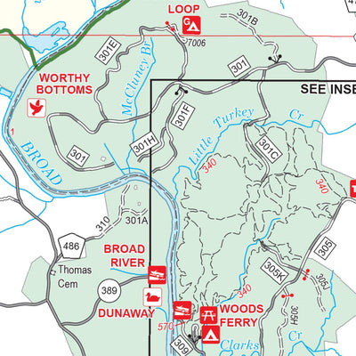 Enoree Ranger District, Sumter National Forest Visitor Map