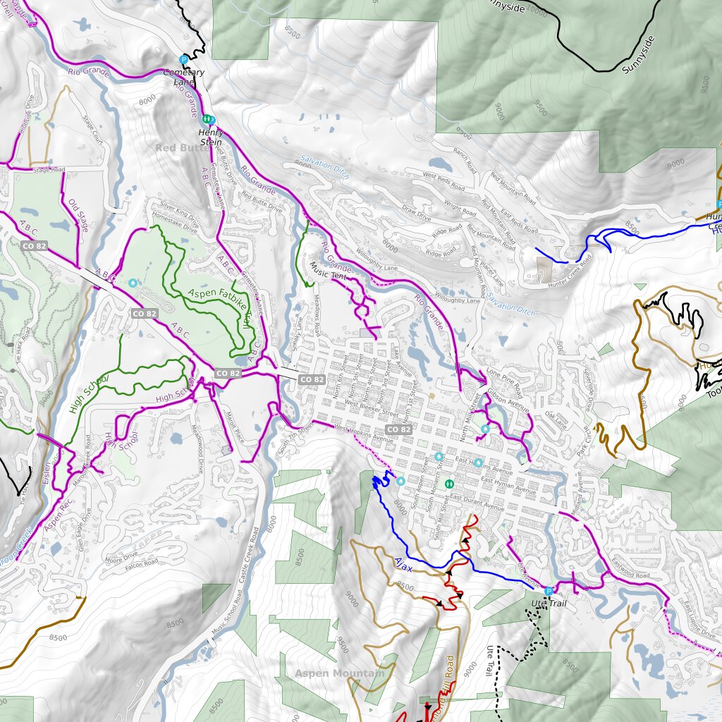 Aspensnowmass And Rio Grande Trails Map By Orbital View Inc Avenza