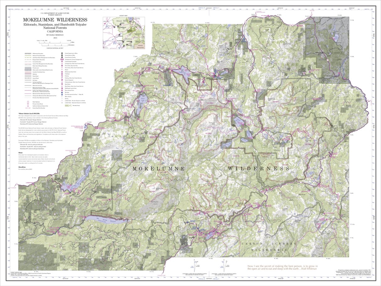 Mokelumne Wilderness Map by US Forest Service R5 Avenza Maps