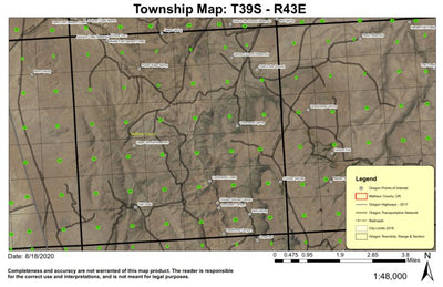 High Peak T39S R43E Township Map