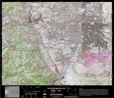 2020 Colorado Big Game Elk/Deer Topo Hunt Public Lands GMU 391