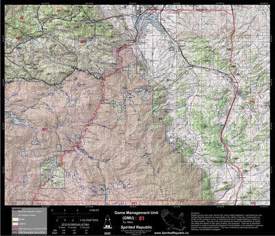 2020 Colorado Big Game Elk/Deer Topo Hunt Public Lands GMU 51