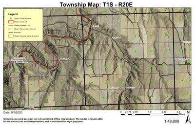 Hay Creek T1S R20E Township Map