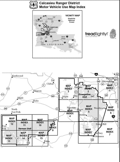 Motor Vehicle Use Map, MVUM, Calcasieu District (West), Kisatchie National Forest