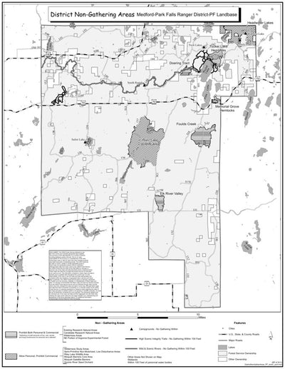 Chequamegon-Nicolet NF: Park Falls (Park Falls landbase) RD Non Gathering Area Map