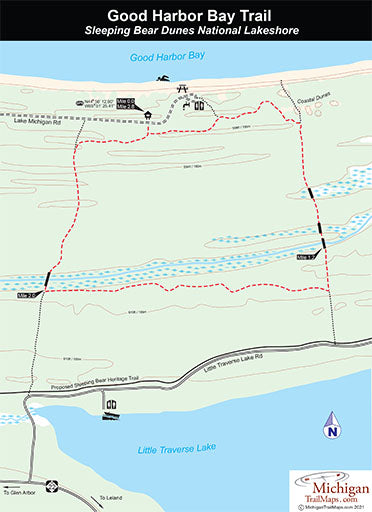 Good Harbor Bay Trail - Sleeping Bear Dunes Map by MichiganTrailMaps.com
