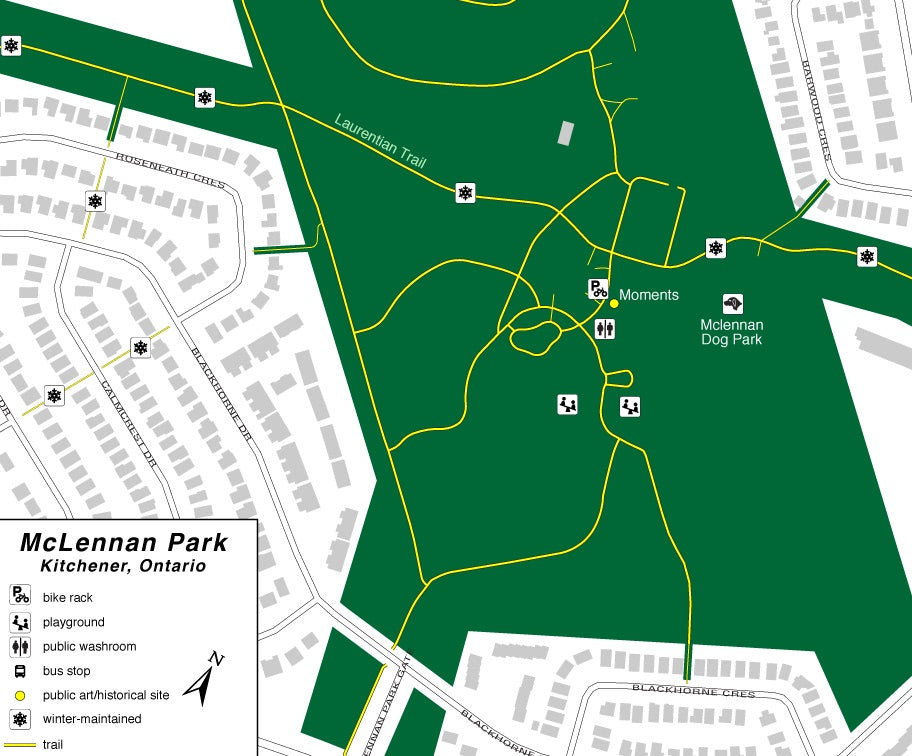 McLennan Park, Kitchener Map by Julie Witmer Custom Map Design Avenza