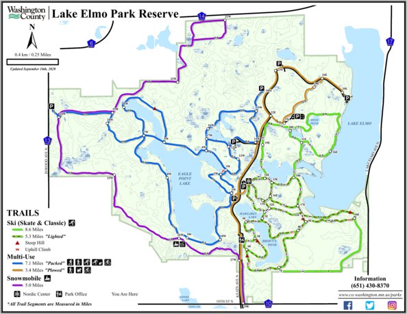 Lake Elmo Park Reserve Winter Map by Washington County Parks, MN