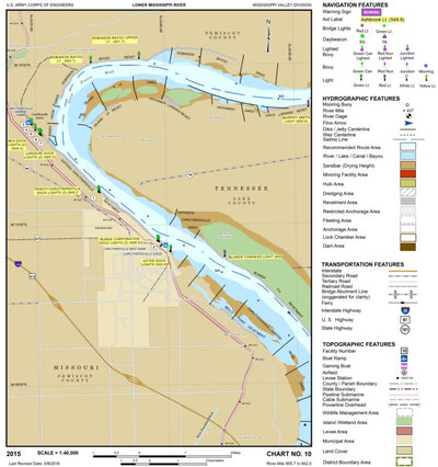 Lower Mississippi Chart 10 - River Mile 855.7 to 842.0