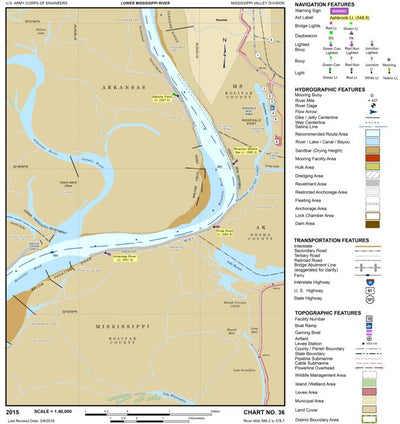 Lower Mississippi Chart 36 - River Mile 589.2 to 578.7