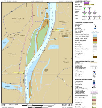 Lower Mississippi Chart 59 - River Mile 380.6 to 370.6