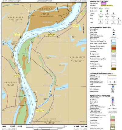 Lower Mississippi Chart 44 - River Mile 519.8 to 507.2