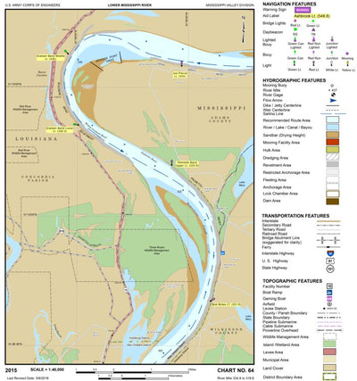 Lower Mississippi Chart 64 - River Mile 334.9 to 319.6