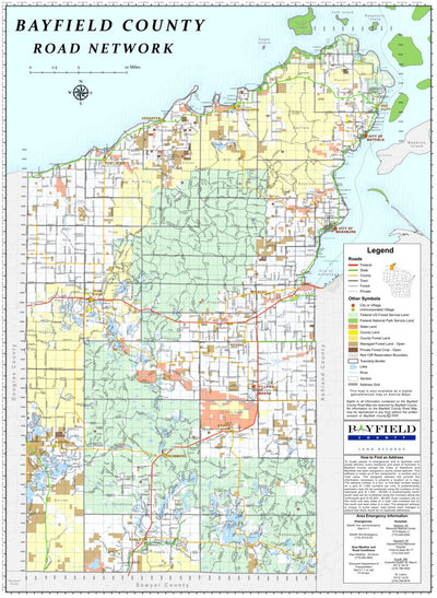 Road Network - Bayfield County, WI - 2020 Map by Bayfield County Land ...
