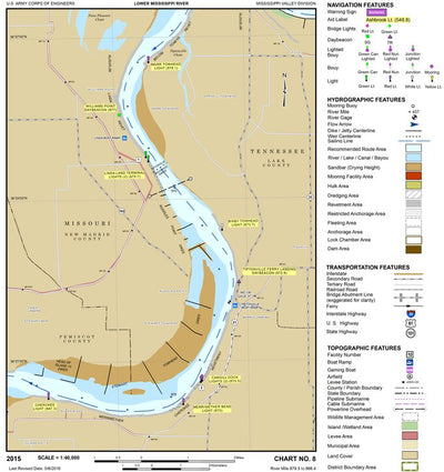 Lower Mississippi Chart 8 - River Mile 879.5 to 866.4